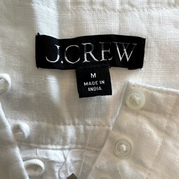 J.Crew Gathered Popover Dress Mini Linen Long Sleeve Beach Holiday CJ500 White M - Picture 14 of 16